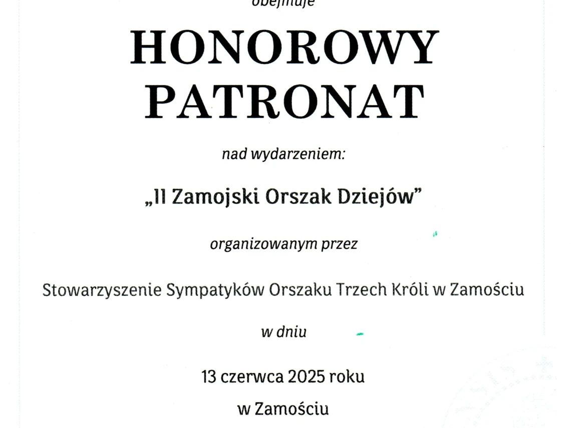 Honorowy Patronat Marszałka Województwa Lubelskiego