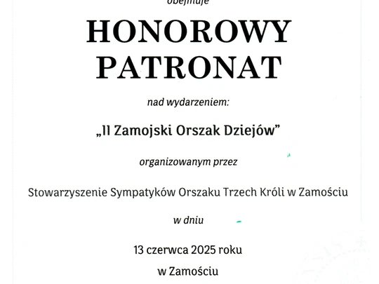 Honorowy Patronat Marszałka Województwa Lubelskiego